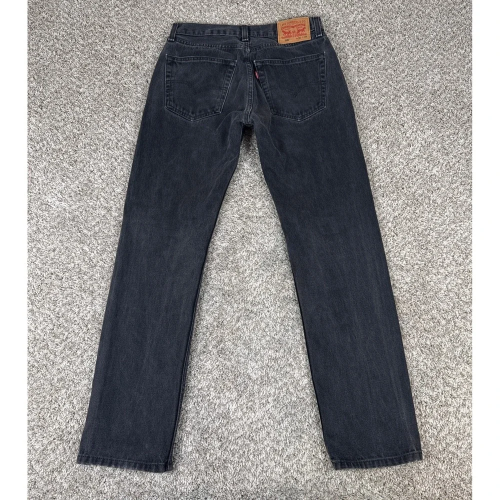 Levis 505 Jeans Mens 30x32 Black Straight Leg Denim Classic Workwear Casual